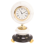 Часы настольные бронзовые из натуральных камней Мрамор и Змеевик Stone Clock варинант исполнения - 1 | Loft Concept в Екатеринбурге