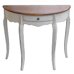 Деревянная консоль полукруглая с ящиком в стиле прованс Interiors Romance варинант исполнения - 1 | Loft Concept в Екатеринбурге