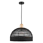 Подвесной светильник с округлым абажуром из черного ротанга Wicker Furniture варинант исполнения - 2 | Loft Concept в Екатеринбурге