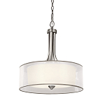 Люстра подвесная с двойным круглым плафоном из органзы и матового стекла Kichler варинант исполнения - 1 | Loft Concept в Екатеринбурге