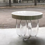 Дизайнерский журнальный стол на 3-х овальных прозрачных ножках Tukutic варинант исполнения - 2 | Loft Concept в Екатеринбурге