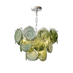 Люстра из зеленых стеклянных дисков с перламутровым эффектом Green Glowing Glaze варинант исполнения - 7 | Loft Concept в Екатеринбурге