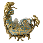 Чаша голубого цвета с оранментом и и бронзовыми фигурами леопардов Eden Garden варинант исполнения - 2 | Loft Concept в Екатеринбурге