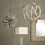 Настольная лампа с каркасом в виде веток деревьев с абажуром из ткани Natural Driftwood варинант исполнения - 4 | Loft Concept в Екатеринбурге