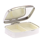 Таблетница карманная прямоугольная на 2 отделения с зеркалом и накладкой из натурального камня Лазурит Silver Stone Pillboxes варинант исполнения - 3 | Loft Concept в Екатеринбурге