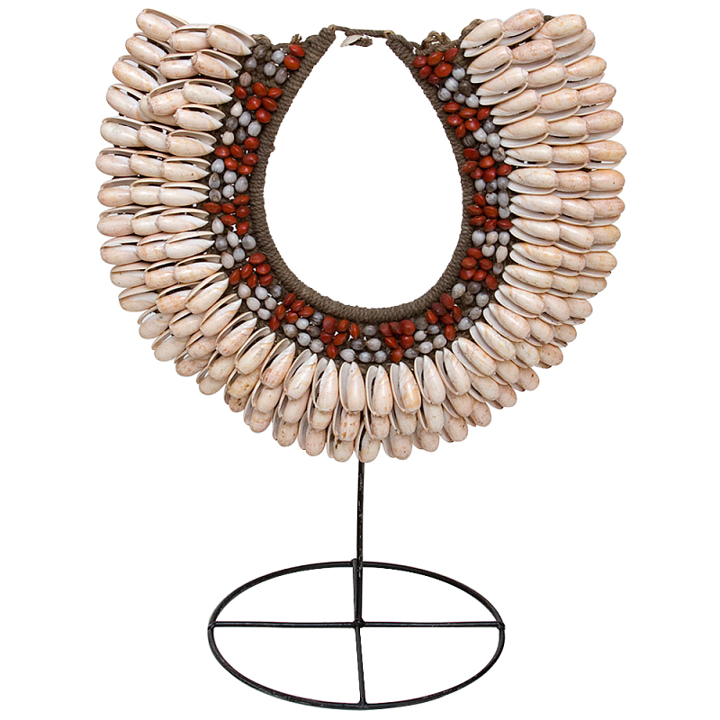 Этническое ожерелье из ракушек и бус Aboriginal Ethnic Necklace Beige Red Бежевый Красный Коричневый в Екатеринбурге | Loft Concept 