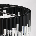 Люстра круглая из матового черного металла с подвесками из прозрачных стеклянных трубок Noir Tubes варинант исполнения - 9 | Loft Concept в Екатеринбурге