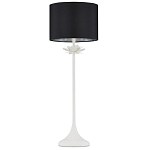 Настольная лампа с декором в виде белого цветка магнолии на каркасе и черным абажуром White Magnolia варинант исполнения - 3 | Loft Concept в Екатеринбурге