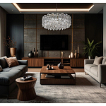 Круглая люстра с хрустальными подвесками на серебряном каркасе Gorgeous Crystal Light варинант исполнения - 12 | Loft Concept в Екатеринбурге