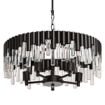 Люстра круглая из матового черного металла с подвесками из прозрачных стеклянных трубок Noir Tubes варинант исполнения - 1 | Loft Concept в Екатеринбурге