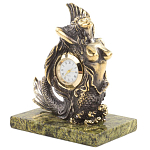 Часы настольные бронзовые в виде русалочки из натурального камня Змеевик Mermaid Stone Clock варинант исполнения - 2 | Loft Concept в Екатеринбурге