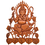 Панно из дерева Ганеша Panel With Animals варинант исполнения - 1 | Loft Concept в Екатеринбурге