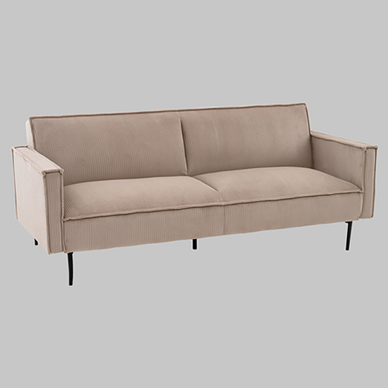 Диван современный вельветовый прямой Worcester Бежевый  Капучино  Черный в Екатеринбурге | Loft Concept 