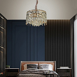 Люстра круглая с хрустальными подвесками на золотистом каркасе Roul Crystal Light варинант исполнения - 13 | Loft Concept в Екатеринбурге