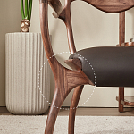 Стул деревянный с мягким сиденьем из коричневой натуральной кожи Moon Walnut Furniture варинант исполнения - 3 | Loft Concept в Екатеринбурге