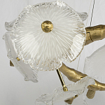 Люстра подвесная круглая с ветвистыми бронзовыми элементами и стеклянными рифлеными дисками Textured Glass Chandelier варинант исполнения - 4 | Loft Concept в Екатеринбурге