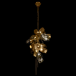 Люстра подвесная вытянутой формы с плафонами из стекла и металла с тремя вертикальными подвесками Gilded Mirage  варинант исполнения - 7 | Loft Concept в Екатеринбурге