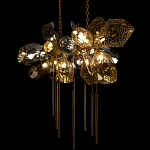 Люстра подвесная с 18-ю стеклянными плафонами с вертикальными подвесками Gilded Mirage  варинант исполнения - 8 | Loft Concept в Екатеринбурге