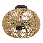 Потолочный светильник с плафоном из плетеного джута и черным каркасом Quoizel варинант исполнения - 3 | Loft Concept в Екатеринбурге