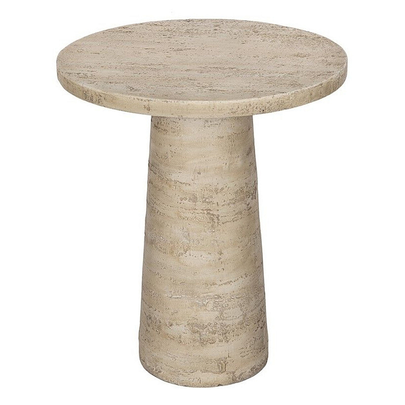 Столик приставной с круглой столешницей Textured Cream Table Кремовый в Екатеринбурге | Loft Concept 