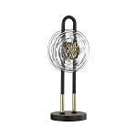 Настольная лампа черного цвета с круглым прозрачным стеклянным плафоном Virelia  варинант исполнения - 1 | Loft Concept в Екатеринбурге