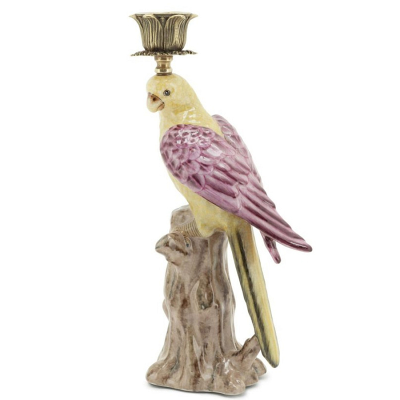 Подсвечник Candleholder Parrot With Trunk Желтый Розовый Белый в Екатеринбурге | Loft Concept 