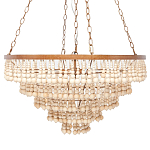Круглая многоярусная люстра с круглыми деревянными подвесками Wooden Beads Chandelier Cream варинант исполнения - 3 | Loft Concept в Екатеринбурге