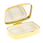 Таблетница карманная прямоугольная с 2-мя отделениями с зеркалом и накладкой из натурального камня Флюорит Gold Stone Pillboxes варинант исполнения - 3 | Loft Concept в Екатеринбурге