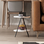 Стол приставной с 2-мя круглыми белыми столешницами ESSEL SIDE TABLE WHITE варинант исполнения - 10 | Loft Concept в Екатеринбурге