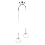 Подвесной светильник с 2-мя рельефными прозрачными плафонами из стекла и основанием цвета Хром Perforated Glass Bubbles варинант исполнения - 2 | Loft Concept в Екатеринбурге