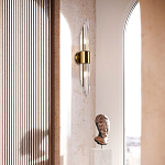 Бра с декором в виде хрустальных трубочек Nembus Brass Round Glass Wall Lamp варинант исполнения - 2 | Loft Concept в Екатеринбурге