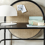 Письменный стол с круглой плетёной панелью для крепления заметок Allegory варинант исполнения - 3 | Loft Concept в Екатеринбурге