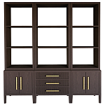 Модульный стеллаж Primo из трех составных элементов Темный орех варинант исполнения - 1 | Loft Concept в Екатеринбурге