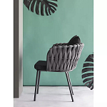 Стул мягкий с декором в виде плетеных лент на спинке и подлокотниках Semicircular Chair Decorated with Ribbons варинант исполнения - 2 | Loft Concept в Екатеринбурге