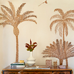 Обои с вышивкой ручной работы Deco Palms Raffia on linen варинант исполнения - 2 | Loft Concept в Екатеринбурге