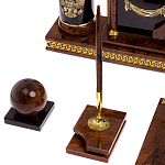 Настольный письменный набор с часами из природного камня обсидиана Royal Set варинант исполнения - 5 | Loft Concept в Екатеринбурге