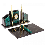 Настольный письменный набор из змеевика с часами Successful Leader варинант исполнения - 2 | Loft Concept в Екатеринбурге