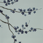 Обои ручная роспись Cherry Tree Original colourway on Adam Grey dyed silk варинант исполнения - 1 | Loft Concept в Екатеринбурге