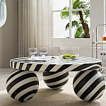 Дизайнерский журнальный стол круглый в чёрно-белую полоску Mypel варинант исполнения - 2 | Loft Concept в Екатеринбурге