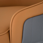 Стул оранжевый с высокой спинкой из искуственной кожи на серых металлических ножках Enigma Orange варинант исполнения - 4 | Loft Concept в Екатеринбурге