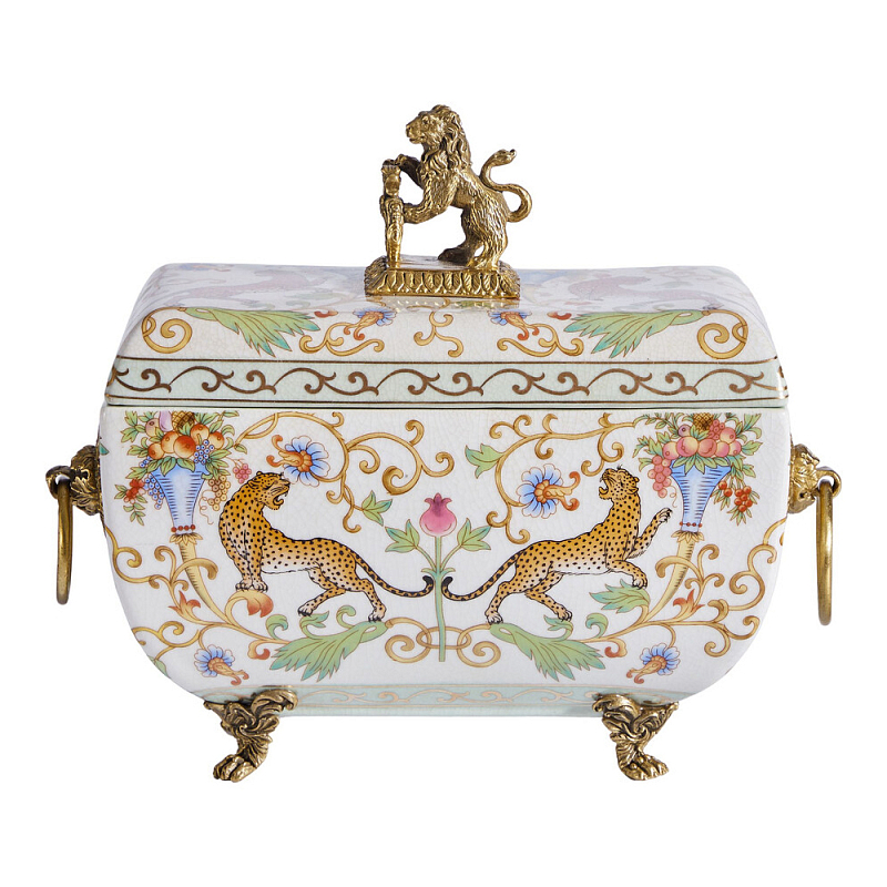 Шкатулка с фигуркой льва на крышке Eden Garden Бронза Мульти в Екатеринбурге | Loft Concept 