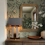 Настольная лампа с основанием из натурального камня c серым прямоугольным абажуром Lapis Tiburtinus варинант исполнения - 5 | Loft Concept в Екатеринбурге