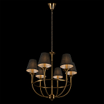 Люстра на металлическом основании бронзового цвета с 6-ю черными конусовидными абажурами Dignity варинант исполнения - 5 | Loft Concept в Екатеринбурге