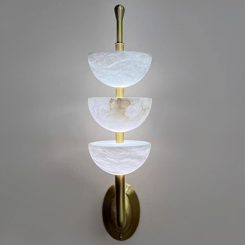 Бра с 3-мя мраморными плафонами в форме чаши Warm Marble Light Латунь Бра с 3-мя мраморными плафонами в форме чаши Warm Marble Light Латунь в Екатеринбурге | Loft Concept