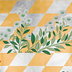 Обои ручная роспись Tiled Meadow Original colourway on Egyptian Gold gilded paper варинант исполнения - 2 | Loft Concept в Екатеринбурге