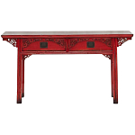 Деревянная консоль в китайском стиле с 2-мя ящиками с резным декором красная Yan Chinese Console Table варинант исполнения - 1 | Loft Concept в Екатеринбурге