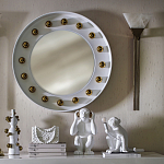 Зеркало белое с круглыми золотыми декоративными элементами Prince of the Church варинант исполнения - 3 | Loft Concept в Екатеринбурге