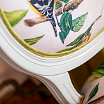 Стул светло-серый из натурального бука с изображением птиц и цветов Blooming Blue Birds варинант исполнения - 3 | Loft Concept в Екатеринбурге