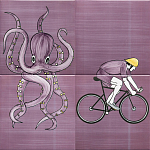 Плитка с узором Осьминог велосипедист варинант исполнения - 1 | Loft Concept в Екатеринбурге