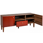 ТВ-тумба красная из массива бука с 2-мя дверками и ящиком Wenge Light варинант исполнения - 4 | Loft Concept в Екатеринбурге